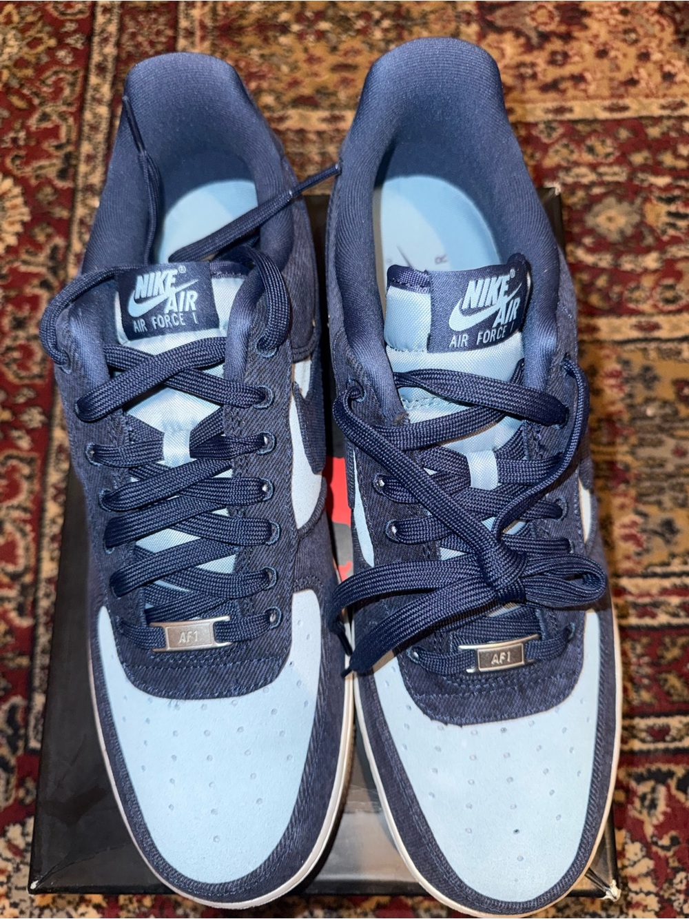 Nike Air Force 1 Low ‘07 LV8 Denim Navy Worn Blue - Light Blue Gum - Picture 2 of 6